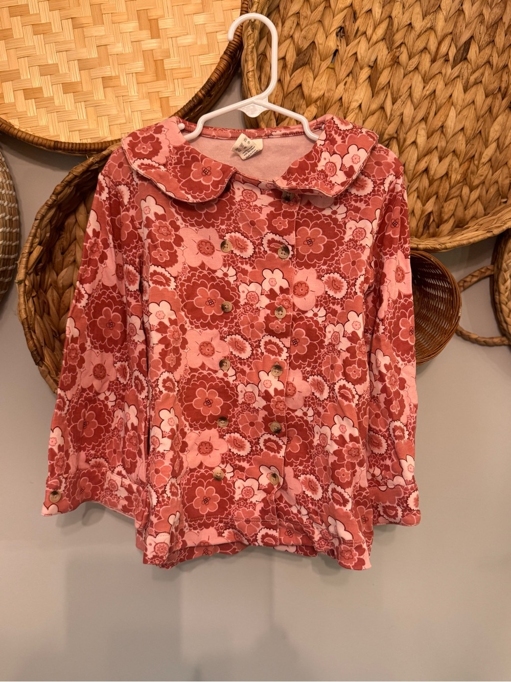 kate quinn Pink and Red Floral Pea Coat for Girls